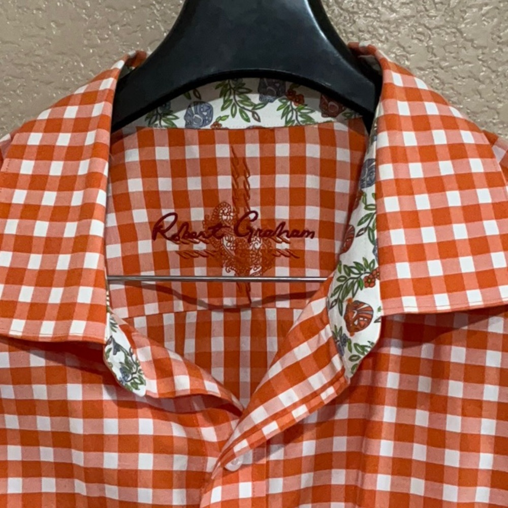 Robert Graham Orange Checkered Men's Shirt - Picture 2 of 3